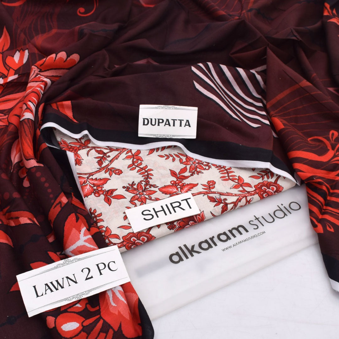 Alkaram Lawn Shirt And Dupatta 2-Piece Unstiched