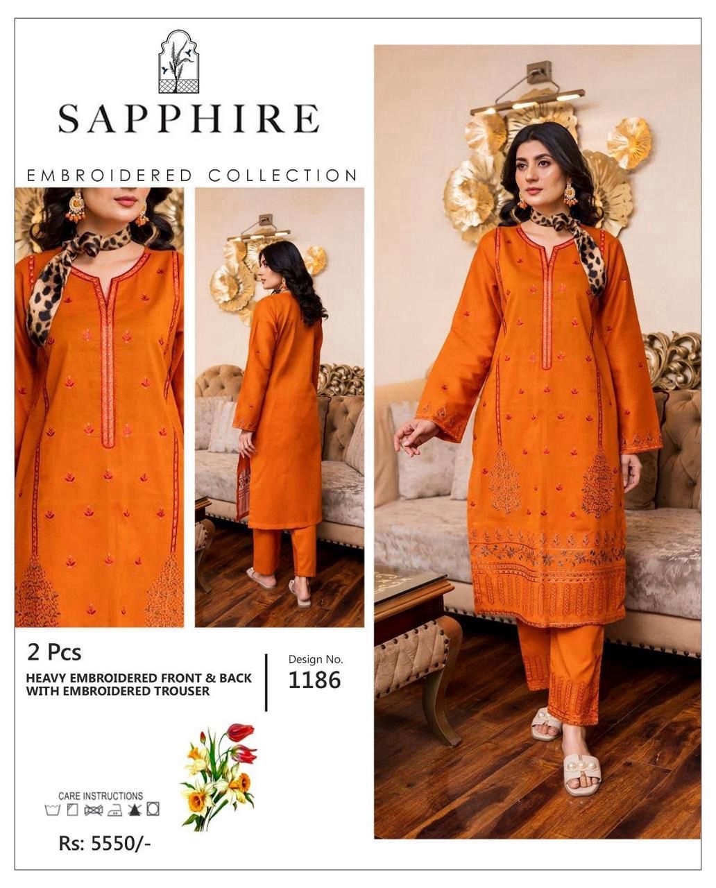 Sapphire Embroidered 2-Piece Unstiched