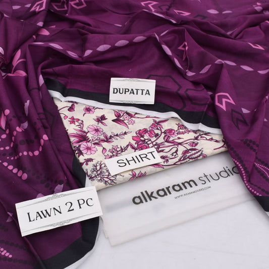 Alkaram Lawn Shirt And Dupatta 2-Piece Unstiched