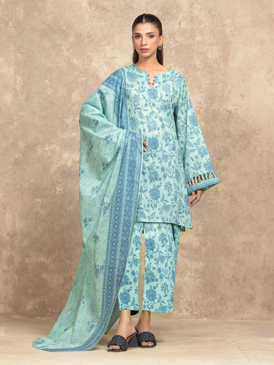 Edenrobe Digital Lawn 3-Piece Un-Stiched