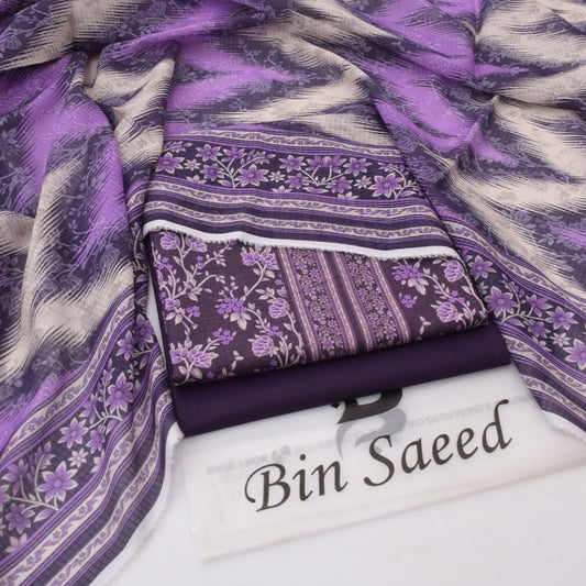 Bin Saeed Digital Lawn 3-Piece Un-Stiched