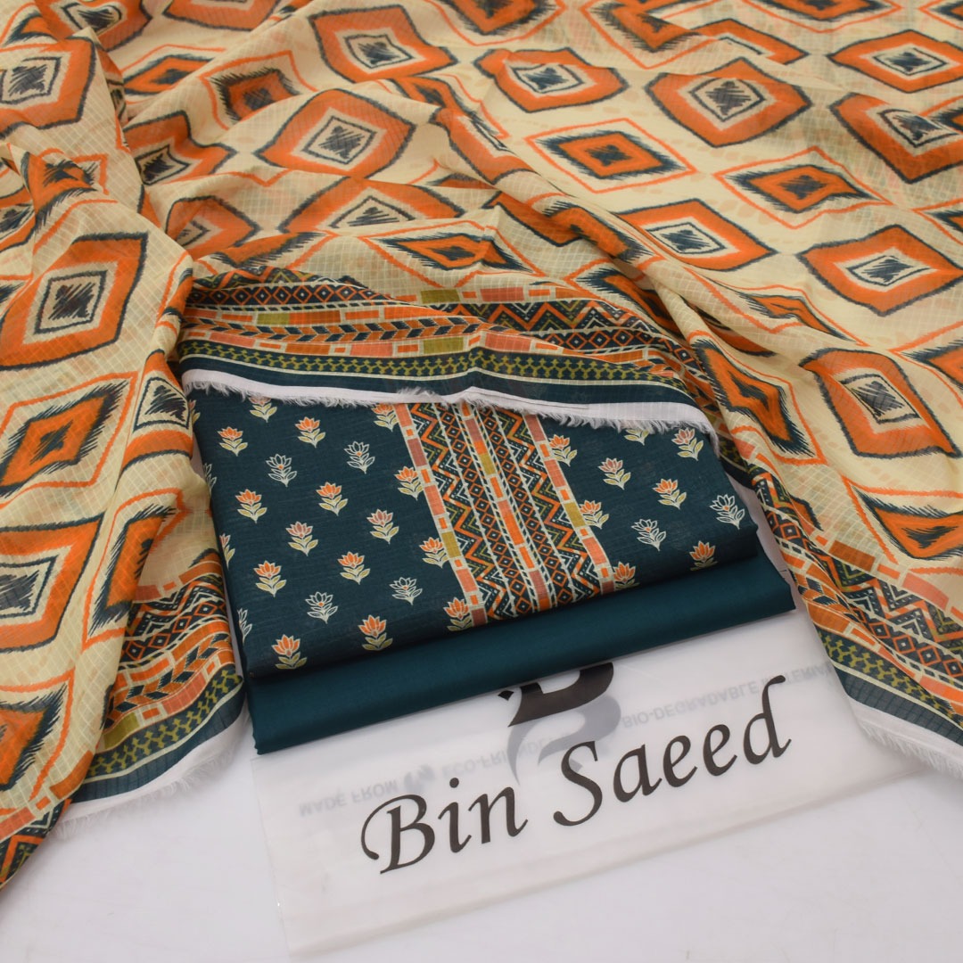 Bin Saeed Digital Lawn 3-Piece Un-Stiched