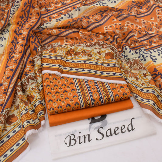 Bin Saeed Digital Lawn 3-Piece Un-Stiched