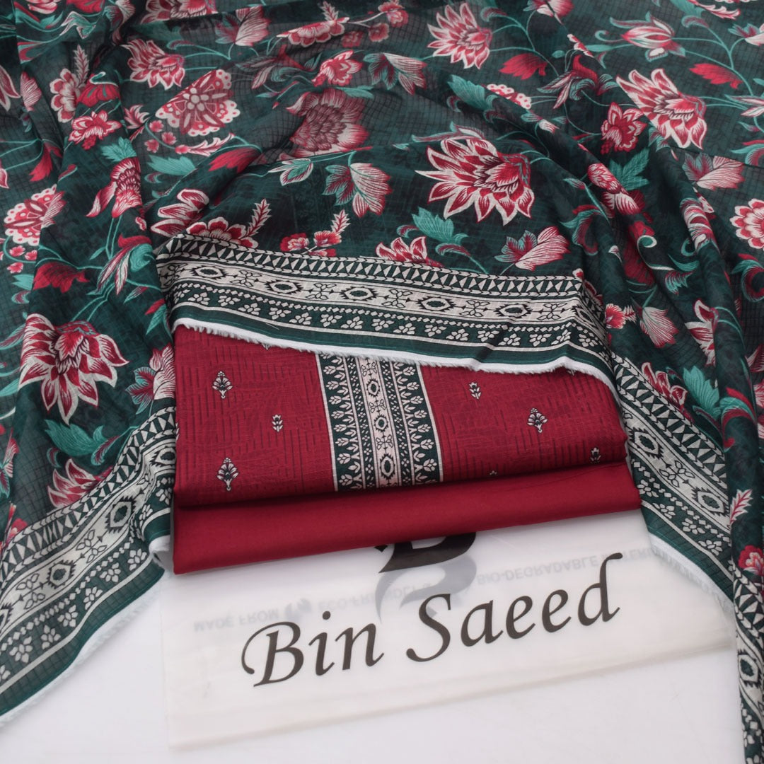 Bin Saeed Digital Lawn 3-Piece Un-Stiched