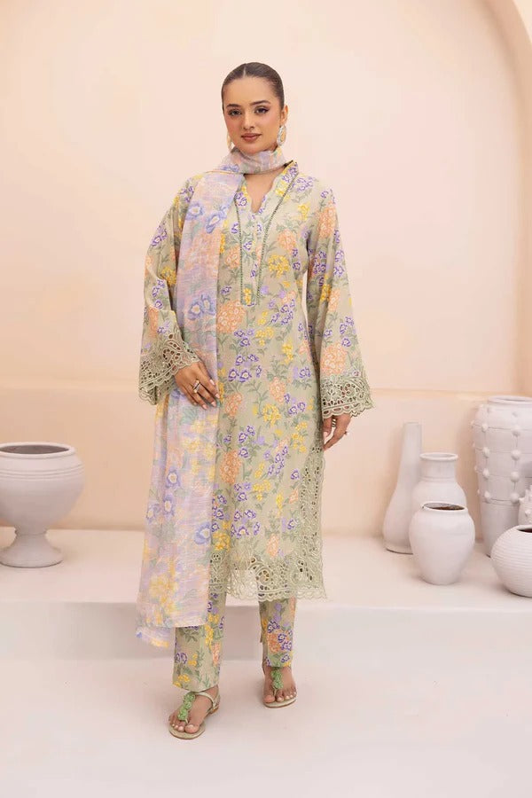 Adan's Libas Digital Lawn 3-Piece Un-Stiched