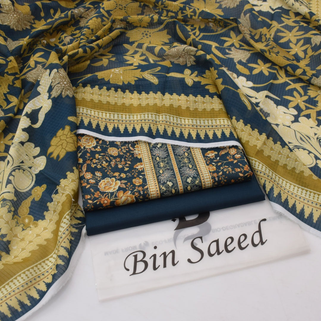 Bin Saeed Digital Lawn 3-Piece Un-Stiched